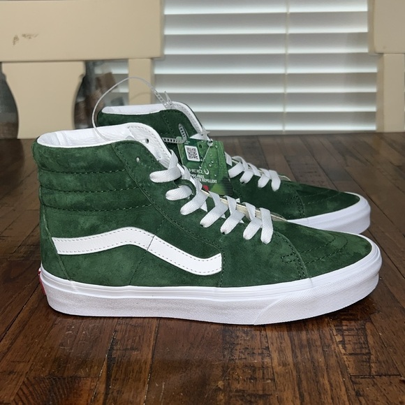 Vans Sk8 hi White and Green Sneakers in Douglas Fir Suede Waffle Sole HEIQ - Picture 6 of 13
